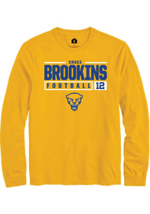 Cruce Brookins  Pitt Panthers Gold Rally NIL Stacked Box Long Sleeve T Shirt