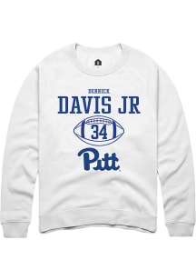 Derrick Davis Jr  Rally Pitt Panthers Mens White NIL Sport Icon Long Sleeve Crew Sweatshirt
