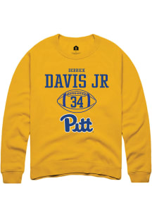 Derrick Davis Jr  Rally Pitt Panthers Mens Gold NIL Sport Icon Long Sleeve Crew Sweatshirt
