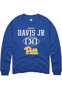 Derrick Davis Jr  Rally Pitt Panthers Mens Blue NIL Sport Icon Long Sleeve Crew Sweatshirt