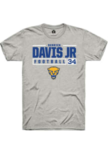 Derrick Davis Jr  Pitt Panthers Ash Rally NIL Stacked Box Short Sleeve T Shirt