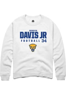 Derrick Davis Jr  Rally Pitt Panthers Mens White NIL Stacked Box Long Sleeve Crew Sweatshirt