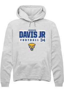 Derrick Davis Jr  Rally Pitt Panthers Mens White NIL Stacked Box Long Sleeve Hoodie