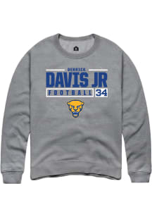 Derrick Davis Jr  Rally Pitt Panthers Mens Graphite NIL Stacked Box Long Sleeve Crew Sweatshirt