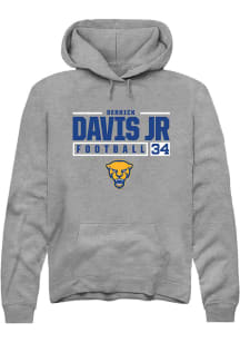 Derrick Davis Jr  Rally Pitt Panthers Mens Graphite NIL Stacked Box Long Sleeve Hoodie