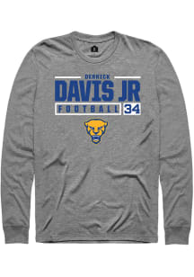 Derrick Davis Jr  Pitt Panthers Graphite Rally NIL Stacked Box Long Sleeve T Shirt