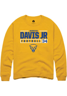 Derrick Davis Jr  Rally Pitt Panthers Mens Gold NIL Stacked Box Long Sleeve Crew Sweatshirt