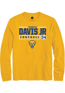 Derrick Davis Jr  Pitt Panthers Gold Rally NIL Stacked Box Long Sleeve T Shirt