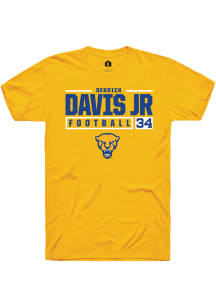 Derrick Davis Jr  Pitt Panthers Gold Rally NIL Stacked Box Short Sleeve T Shirt