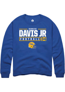 Derrick Davis Jr  Rally Pitt Panthers Mens Blue NIL Stacked Box Long Sleeve Crew Sweatshirt