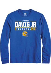 Derrick Davis Jr  Pitt Panthers Blue Rally NIL Stacked Box Long Sleeve T Shirt