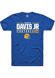 Derrick Davis Jr  Pitt Panthers Blue Rally NIL Stacked Box Short Sleeve T Shirt