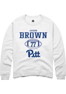 Jackson Brown  Rally Pitt Panthers Mens White NIL Sport Icon Long Sleeve Crew Sweatshirt