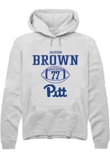 Jackson Brown  Rally Pitt Panthers Mens White NIL Sport Icon Long Sleeve Hoodie