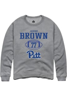 Jackson Brown  Rally Pitt Panthers Mens Graphite NIL Sport Icon Long Sleeve Crew Sweatshirt