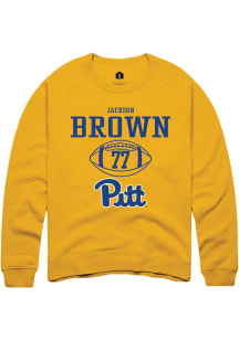 Jackson Brown  Rally Pitt Panthers Mens Gold NIL Sport Icon Long Sleeve Crew Sweatshirt