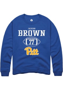 Jackson Brown  Rally Pitt Panthers Mens Blue NIL Sport Icon Long Sleeve Crew Sweatshirt