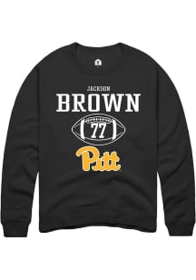 Jackson Brown  Rally Pitt Panthers Mens Black NIL Sport Icon Long Sleeve Crew Sweatshirt
