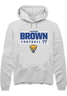 Jackson Brown  Rally Pitt Panthers Mens White NIL Stacked Box Long Sleeve Hoodie