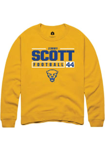 Jimmy Scott  Rally Pitt Panthers Mens Gold NIL Stacked Box Long Sleeve Crew Sweatshirt