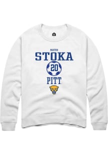 Mateo Stoka  Rally Pitt Panthers Mens White NIL Sport Icon Long Sleeve Crew Sweatshirt