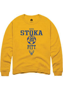 Mateo Stoka  Rally Pitt Panthers Mens Gold NIL Sport Icon Long Sleeve Crew Sweatshirt