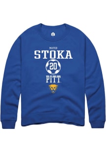 Mateo Stoka  Rally Pitt Panthers Mens Blue NIL Sport Icon Long Sleeve Crew Sweatshirt