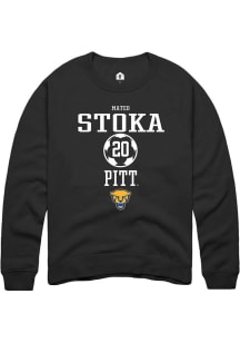 Mateo Stoka  Rally Pitt Panthers Mens Black NIL Sport Icon Long Sleeve Crew Sweatshirt
