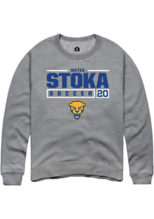 Mateo Stoka  Rally Pitt Panthers Mens Graphite NIL Stacked Box Long Sleeve Crew Sweatshirt