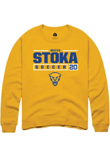 Mateo Stoka  Rally Pitt Panthers Mens Gold NIL Stacked Box Long Sleeve Crew Sweatshirt