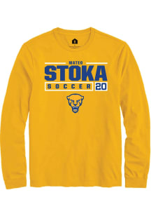 Mateo Stoka  Pitt Panthers Gold Rally NIL Stacked Box Long Sleeve T Shirt