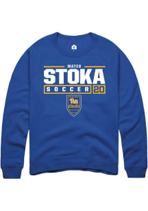 Mateo Stoka  Rally Pitt Panthers Mens Blue NIL Stacked Box Long Sleeve Crew Sweatshirt