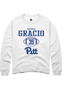 Maverick Gracio  Rally Pitt Panthers Mens White NIL Sport Icon Long Sleeve Crew Sweatshirt