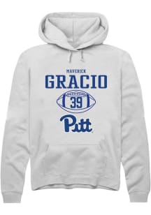 Maverick Gracio  Rally Pitt Panthers Mens White NIL Sport Icon Long Sleeve Hoodie