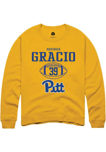 Maverick Gracio  Rally Pitt Panthers Mens Gold NIL Sport Icon Long Sleeve Crew Sweatshirt