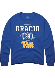 Maverick Gracio  Rally Pitt Panthers Mens Blue NIL Sport Icon Long Sleeve Crew Sweatshirt