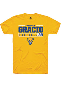Maverick Gracio  Pitt Panthers Gold Rally NIL Stacked Box Short Sleeve T Shirt