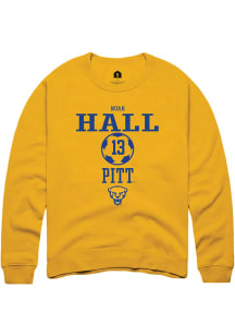 Noah Hall  Rally Pitt Panthers Mens Gold NIL Sport Icon Long Sleeve Crew Sweatshirt