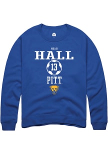 Noah Hall  Rally Pitt Panthers Mens Blue NIL Sport Icon Long Sleeve Crew Sweatshirt