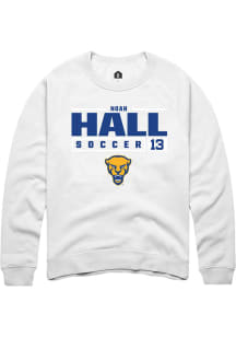 Noah Hall  Rally Pitt Panthers Mens White NIL Stacked Box Long Sleeve Crew Sweatshirt