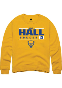 Noah Hall  Rally Pitt Panthers Mens Gold NIL Stacked Box Long Sleeve Crew Sweatshirt
