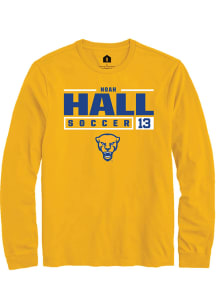 Noah Hall  Pitt Panthers Gold Rally NIL Stacked Box Long Sleeve T Shirt