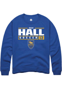 Noah Hall  Rally Pitt Panthers Mens Blue NIL Stacked Box Long Sleeve Crew Sweatshirt