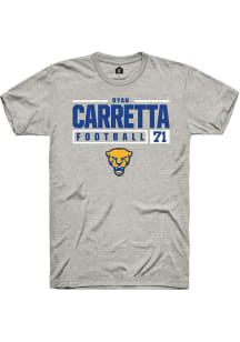 Ryan Carretta  Pitt Panthers Ash Rally NIL Stacked Box Short Sleeve T Shirt