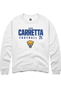 Ryan Carretta  Rally Pitt Panthers Mens White NIL Stacked Box Long Sleeve Crew Sweatshirt