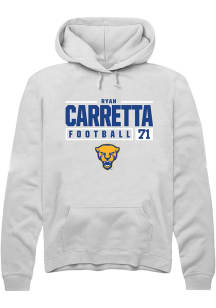 Ryan Carretta  Rally Pitt Panthers Mens White NIL Stacked Box Long Sleeve Hoodie