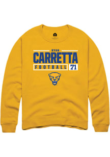 Ryan Carretta  Rally Pitt Panthers Mens Gold NIL Stacked Box Long Sleeve Crew Sweatshirt