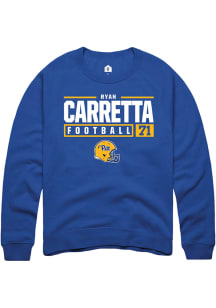 Ryan Carretta  Rally Pitt Panthers Mens Blue NIL Stacked Box Long Sleeve Crew Sweatshirt