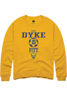 Zahir Dyke  Rally Pitt Panthers Mens Gold NIL Sport Icon Long Sleeve Crew Sweatshirt