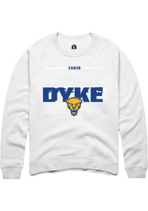 Zahir Dyke  Rally Pitt Panthers Mens White NIL Stacked Box Long Sleeve Crew Sweatshirt